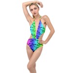 Rainbow Skull Collection Plunging Cut Out Swimsuit