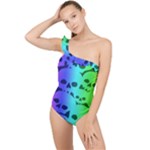 Rainbow Skull Collection Frilly One Shoulder Swimsuit