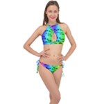 Rainbow Skull Collection Cross Front Halter Bikini Set