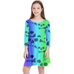 Rainbow Skull Collection Kids  Quarter Sleeve Skater Dress