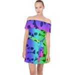 Rainbow Skull Collection Off Shoulder Chiffon Dress