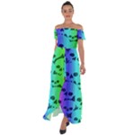 Rainbow Skull Collection Off Shoulder Open Front Chiffon Dress