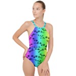 Rainbow Skull Collection High Neck One Piece Swimsuit