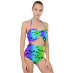 Rainbow Skull Collection Scallop Top Cut Out Swimsuit