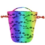 Rainbow Skull Collection Drawstring Bucket Bag