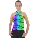 Rainbow Skull Collection Cross Neck Velour Top