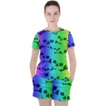 Rainbow Skull Collection Women s Tee and Shorts Set