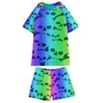 Rainbow Skull Collection Kids  Swim Tee and Shorts Set