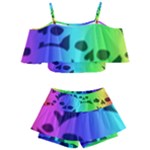 Rainbow Skull Collection Kids  Off Shoulder Skirt Bikini