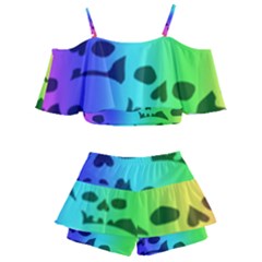 Kids  Off Shoulder Skirt Bikini 