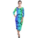 Rainbow Skull Collection Quarter Sleeve Midi Velour Bodycon Dress