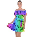 Rainbow Skull Collection Off Shoulder Velour Dress