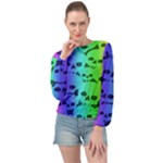 Rainbow Skull Collection Banded Bottom Chiffon Top