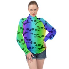 High Neck Long Sleeve Chiffon Top 
