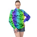 Rainbow Skull Collection High Neck Long Sleeve Chiffon Top