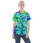 Rainbow Skull Collection Women s Short Sleeve Pocket Shirt