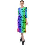 Rainbow Skull Collection Ruffle End Midi Chiffon Dress