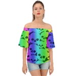 Rainbow Skull Collection Off Shoulder Short Sleeve Top