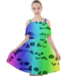 Rainbow Skull Collection Cut Out Shoulders Chiffon Dress