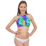 Rainbow Skull Collection Cross Front Halter Bikini Top