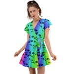 Rainbow Skull Collection Flutter Sleeve Wrap Dress