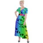 Rainbow Skull Collection Button Up Short Sleeve Maxi Dress