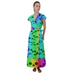 Rainbow Skull Collection Flutter Sleeve Maxi Dress