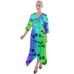 Rainbow Skull Collection Quarter Sleeve Wrap Front Maxi Dress