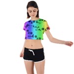 Rainbow Skull Collection Tie Back Short Sleeve Crop Tee