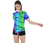 Rainbow Skull Collection Asymmetrical Short Sleeve Sports Tee