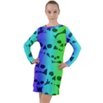 Rainbow Skull Collection Long Sleeve Hoodie Dress