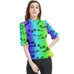 Rainbow Skull Collection Frill Neck Blouse