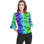 Rainbow Skull Collection Loose Horn Sleeve Chiffon Blouse