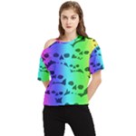 Rainbow Skull Collection One Shoulder Cut Out Tee