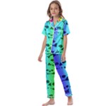 Rainbow Skull Collection Kids  Satin Short Sleeve Pajamas Set