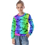 Rainbow Skull Collection Kids  Long Sleeve Tee with Frill 