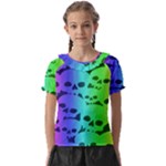 Rainbow Skull Collection Kids  Frill Chiffon Blouse