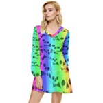 Rainbow Skull Collection Tiered Long Sleeve Mini Dress