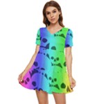 Rainbow Skull Collection Tiered Short Sleeve Mini Dress