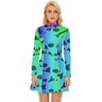 Rainbow Skull Collection Long Sleeve Velour Longline Dress