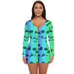 Rainbow Skull Collection Long Sleeve Boyleg Swimsuit