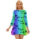 Rainbow Skull Collection Long Sleeve Babydoll Dress