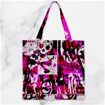 Pink Checker Graffiti  Zipper Grocery Tote Bag