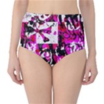 Pink Checker Graffiti  Classic High-Waist Bikini Bottoms