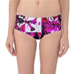 Pink Checker Graffiti  Mid-Waist Bikini Bottoms