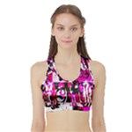 Pink Checker Graffiti  Sports Bra with Border