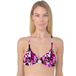 Pink Checker Graffiti  Reversible Tri Bikini Top