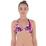 Pink Checker Graffiti  Halter Neck Bikini Top