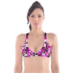 Pink Checker Graffiti  Plunge Bikini Top