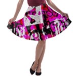 Pink Checker Graffiti  A-line Skater Skirt